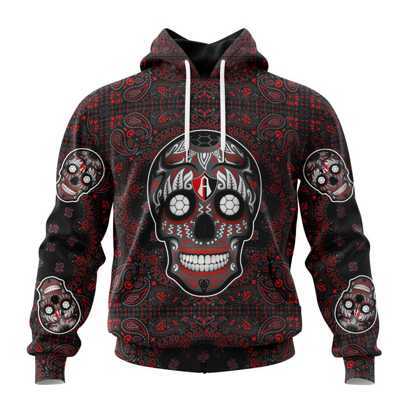 LIGA MX Atlas F.C Special Sugar Skull Kits For Dia De Muertos ST2202 3d Printed Hoodie 3d Printed Hoodie