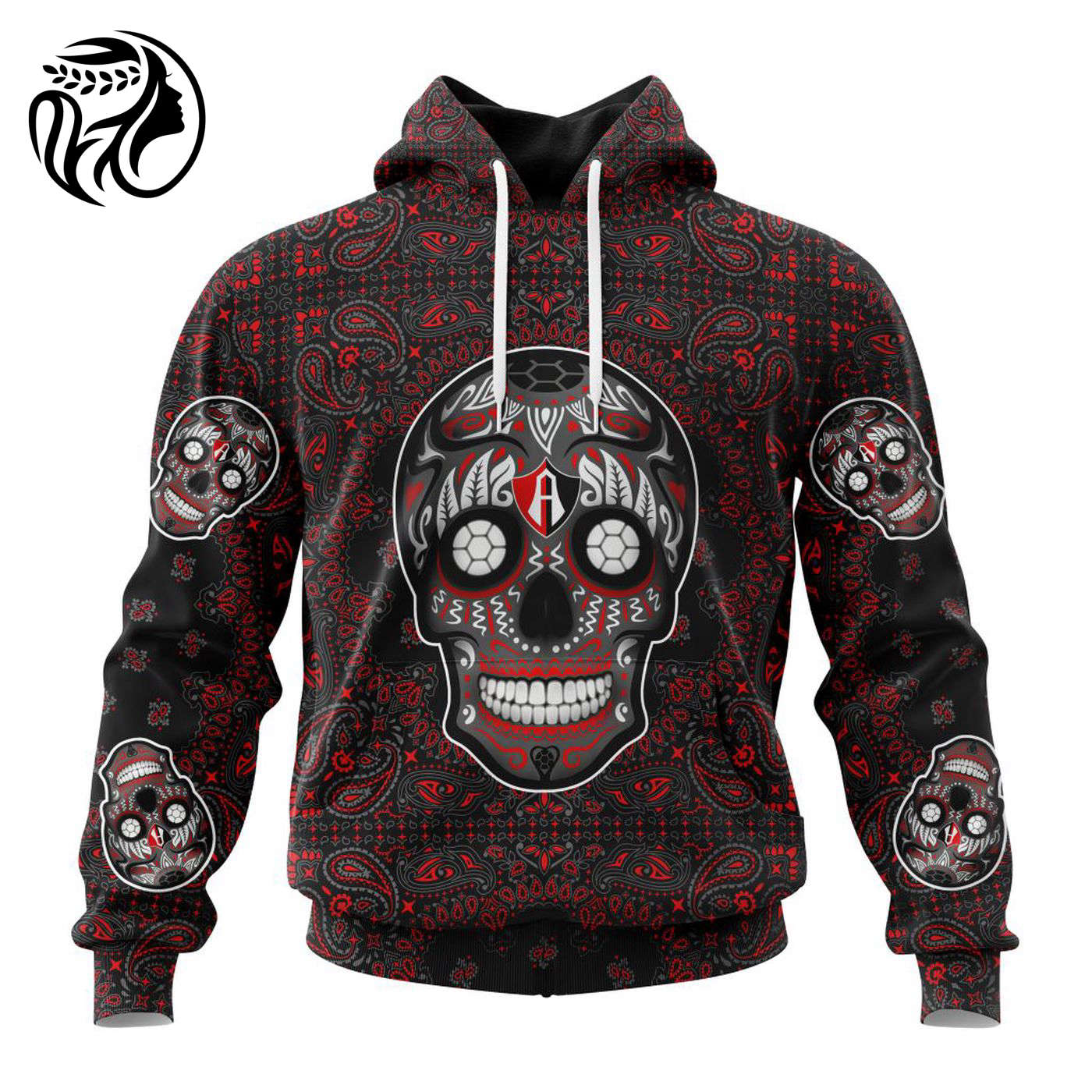 LIGA MX Atlas F.C Special Sugar Skull Kits For Dia De Muertos ST2202 3d Printed Hoodie 3d Printed Hoodie