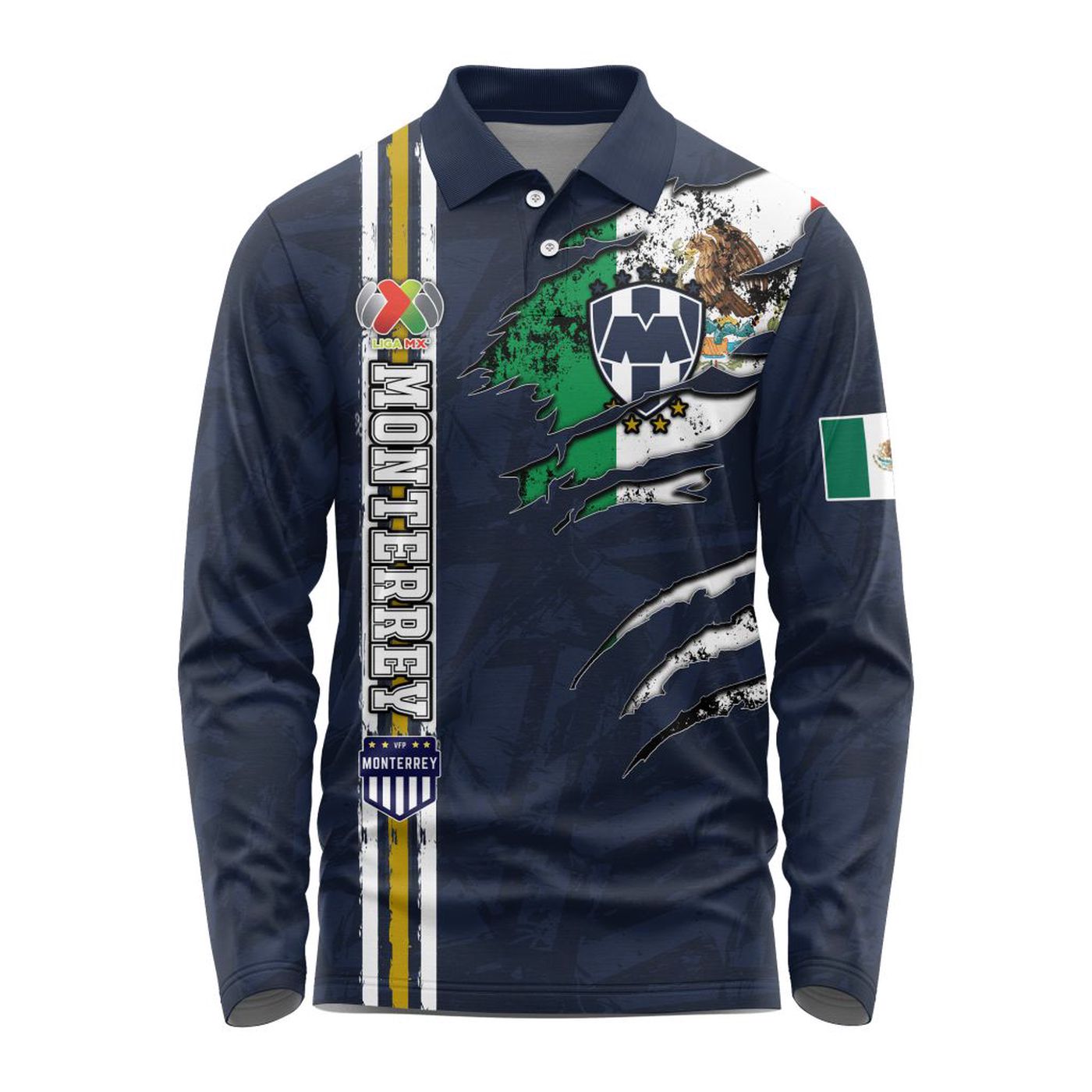 LIGA MX C.F. Monterrey Special Long Sleeve Polo Design Kits ST2401 3d Printed Hoodie 3d Printed Hoodie