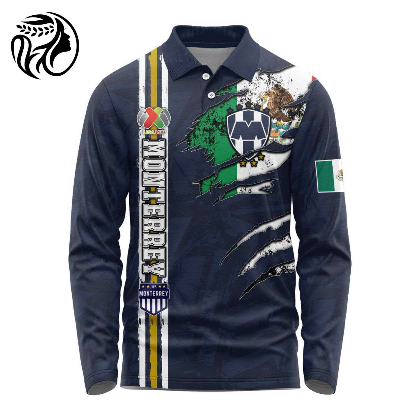 LIGA MX C.F. Monterrey Special Long Sleeve Polo Design Kits ST2401 3d Printed Hoodie 3d Printed Hoodie