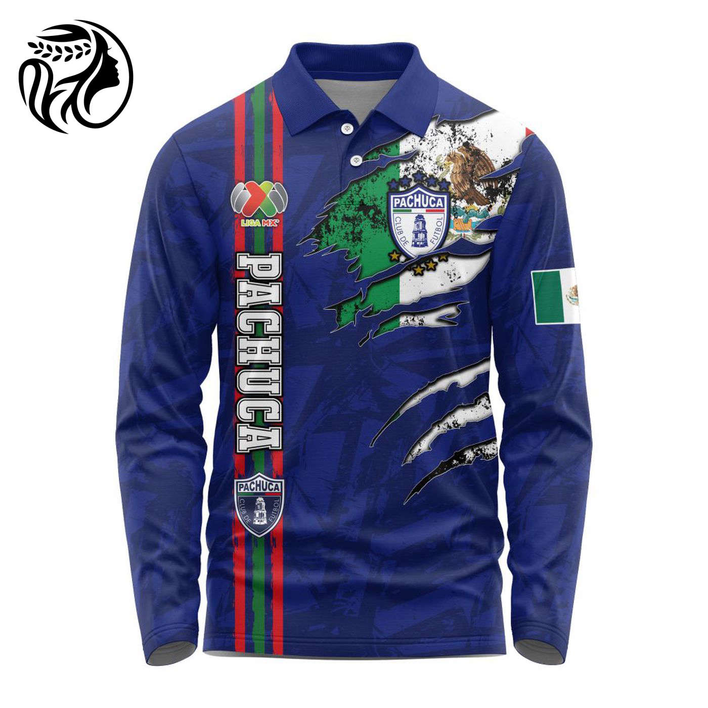 LIGA MX C.F. Pachuca Special Long Sleeve Polo Design Kits ST2401 3d Printed Hoodie 3d Printed Hoodie