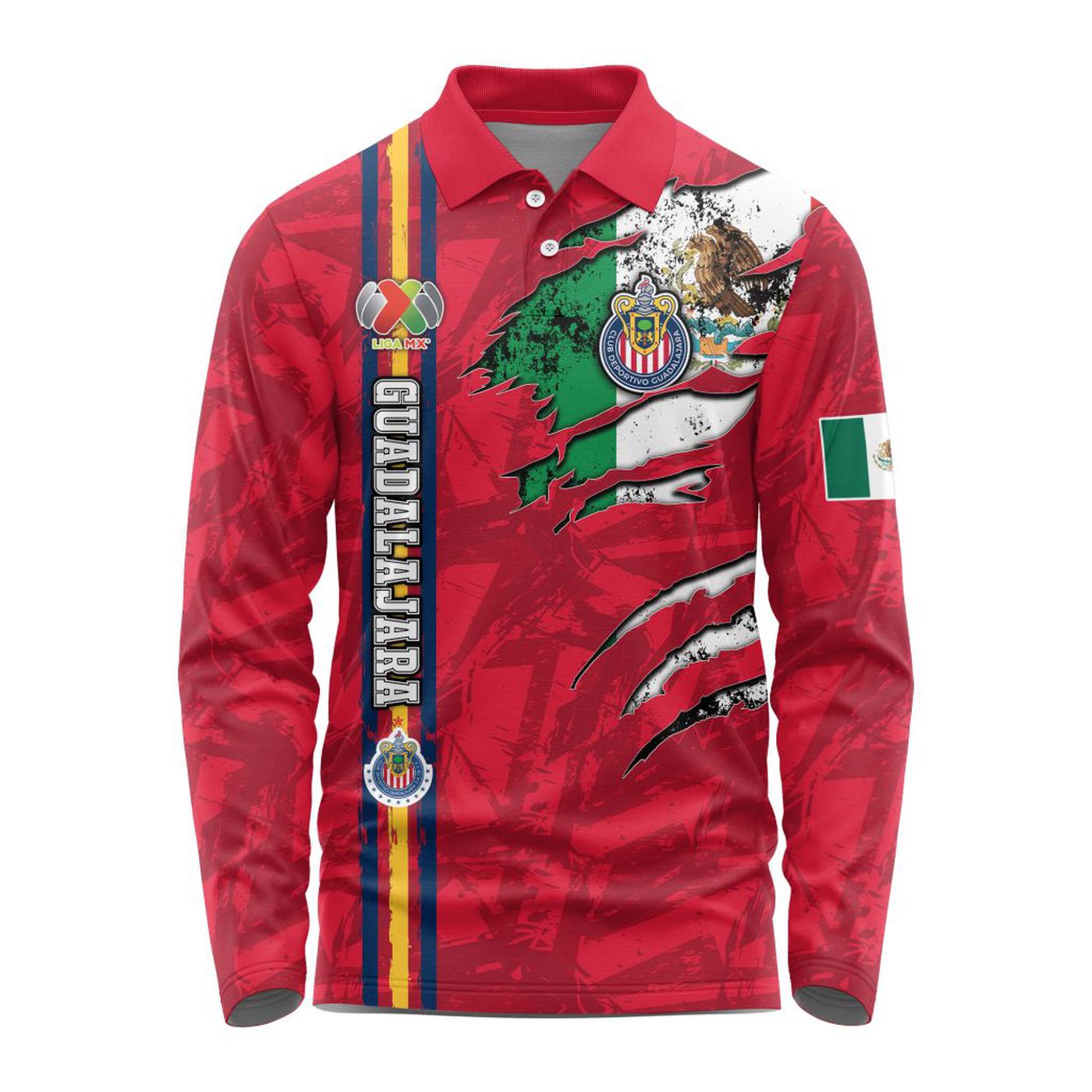 LIGA MX Chivas Guadalajara Special Long Sleeve Polo Design Kits ST2401 3d Printed Hoodie 3d Printed Hoodie