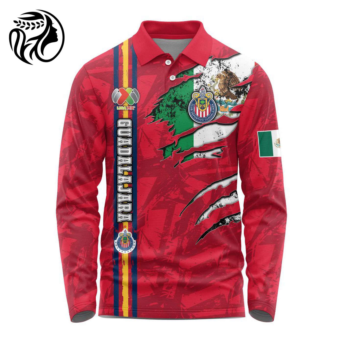 LIGA MX Chivas Guadalajara Special Long Sleeve Polo Design Kits ST2401 3d Printed Hoodie 3d Printed Hoodie