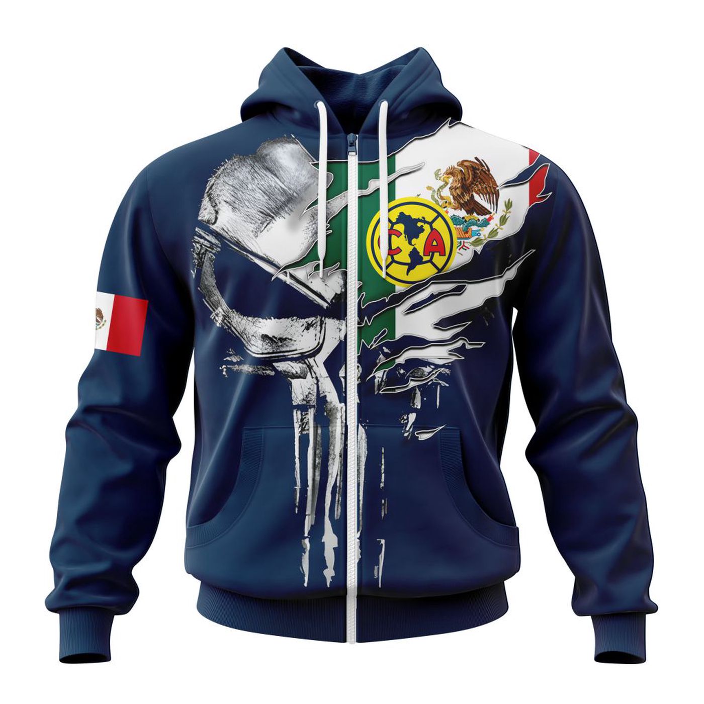 LIGA MX Club America Special Skull Design Concept Kits ST2401 3d Printed Hoodie 3d Printed Hoodie