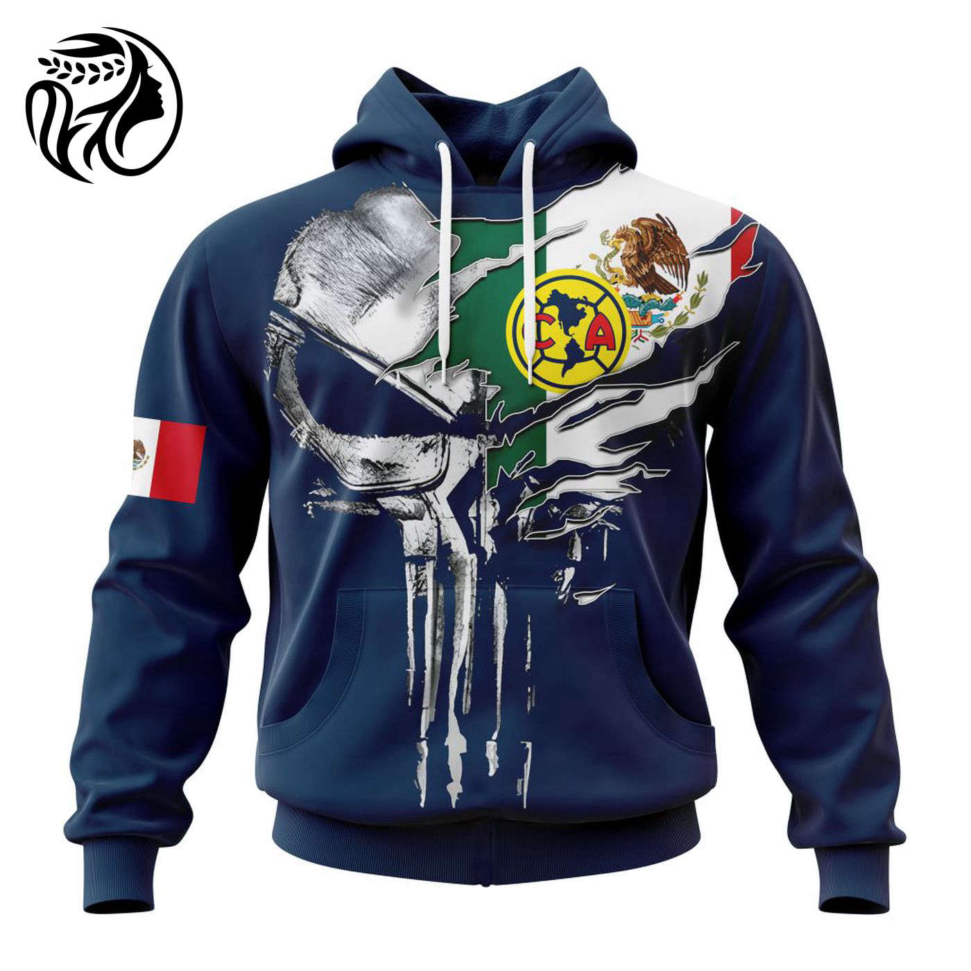 LIGA MX Club America Special Skull Design Concept Kits ST2401 3d Printed Hoodie 3d Printed Hoodie