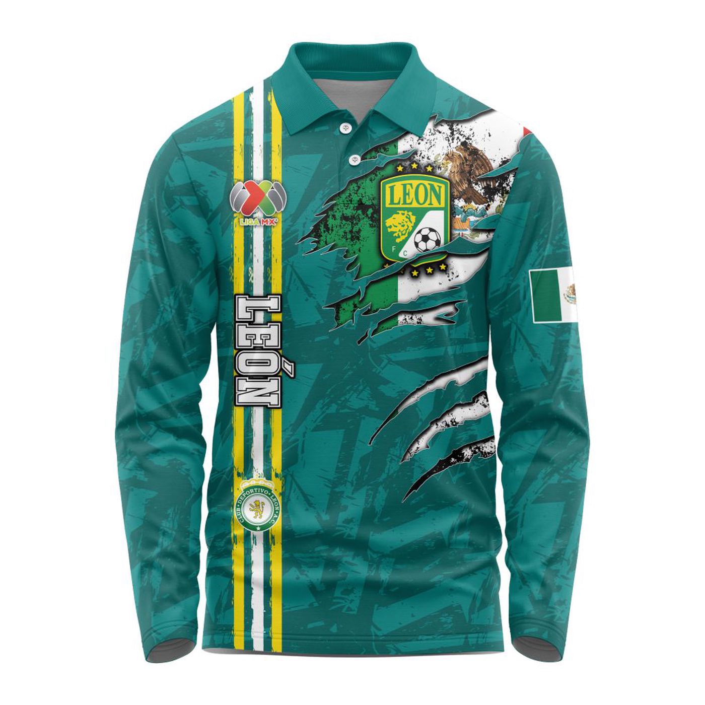 LIGA MX Club Leon Special Long Sleeve Polo Design Kits ST2401 3d Printed Hoodie 3d Printed Hoodie