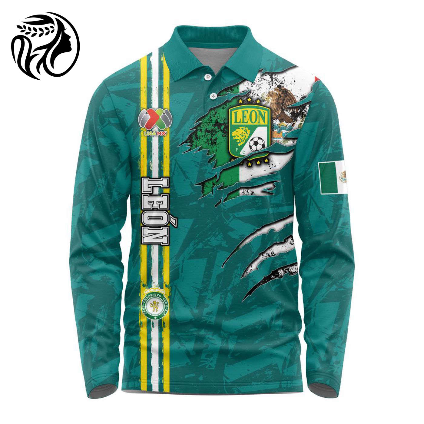LIGA MX Club Leon Special Long Sleeve Polo Design Kits ST2401 3d Printed Hoodie 3d Printed Hoodie
