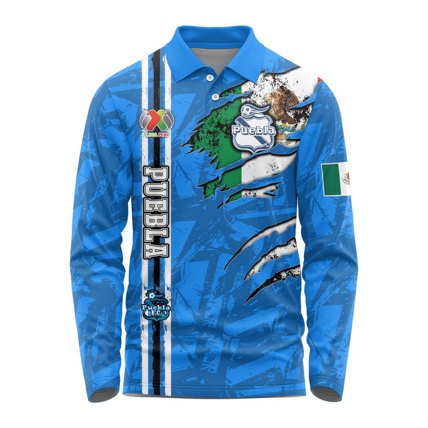 LIGA MX Club Puebla Special Long Sleeve Polo Design Kits ST2401 3d Printed Hoodie 3d Printed Hoodie