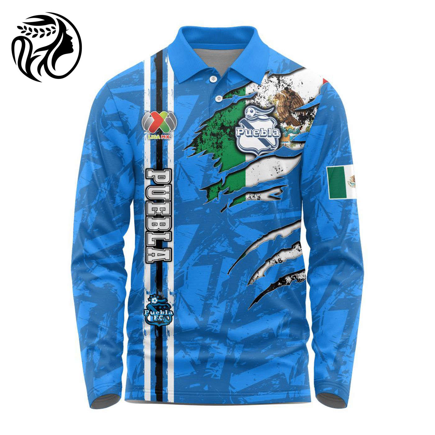 LIGA MX Club Puebla Special Long Sleeve Polo Design Kits ST2401 3d Printed Hoodie 3d Printed Hoodie
