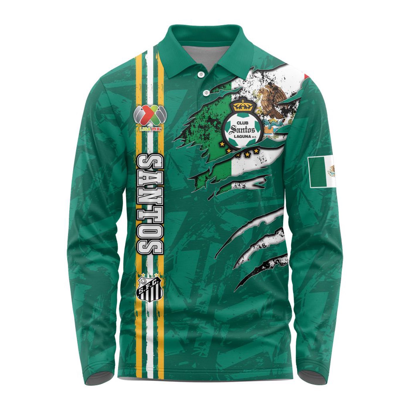 LIGA MX Club Santos Laguna Special Long Sleeve Polo Design Kits ST2401 3d Printed Hoodie 3d Printed Hoodie