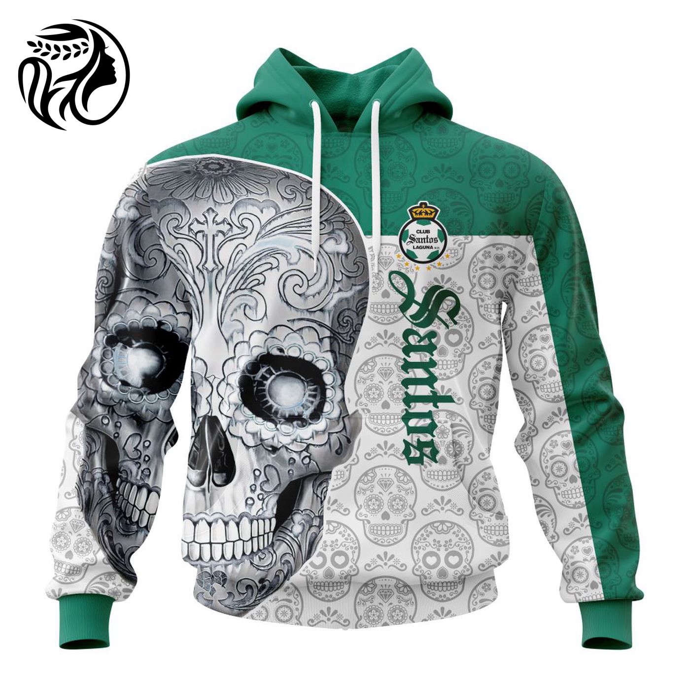 LIGA MX Club Santos Laguna Special Sugar Skull Kits For Dia De Muertos ST2201 3d Printed Hoodie 3d Printed Hoodie