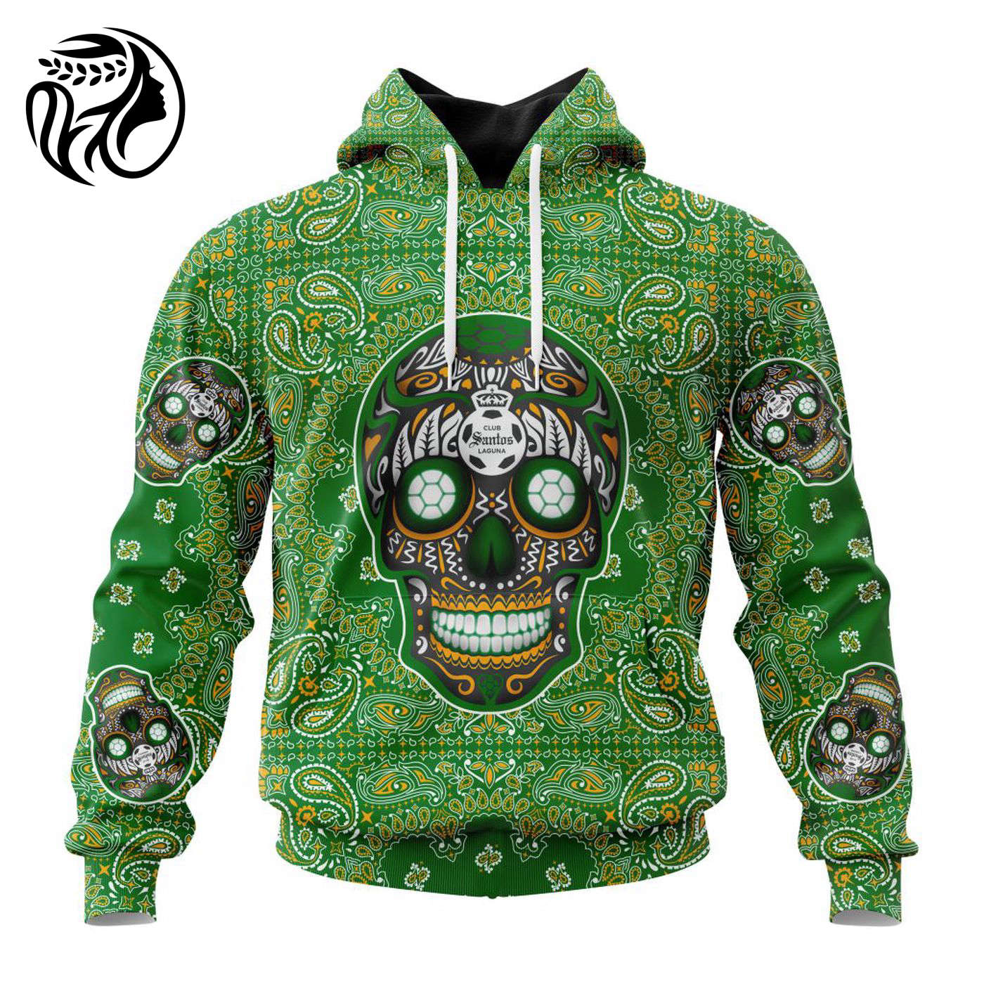 LIGA MX Club Santos Laguna Special Sugar Skull Kits For Dia De Muertos ST2202 3d Printed Hoodie 3d Printed Hoodie