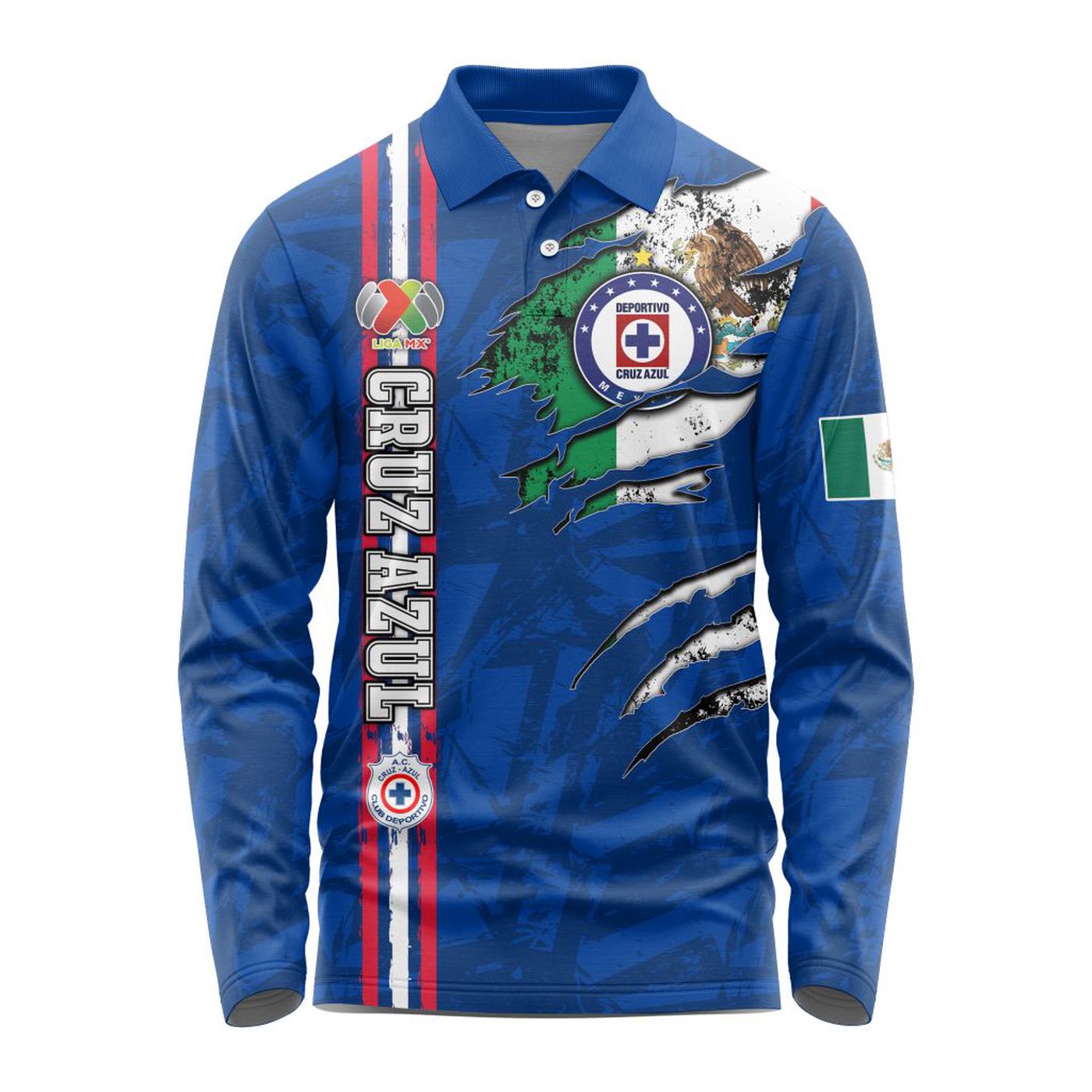 LIGA MX Cruz Azul Special Long Sleeve Polo Design Kits ST2401 3d Printed Hoodie 3d Printed Hoodie