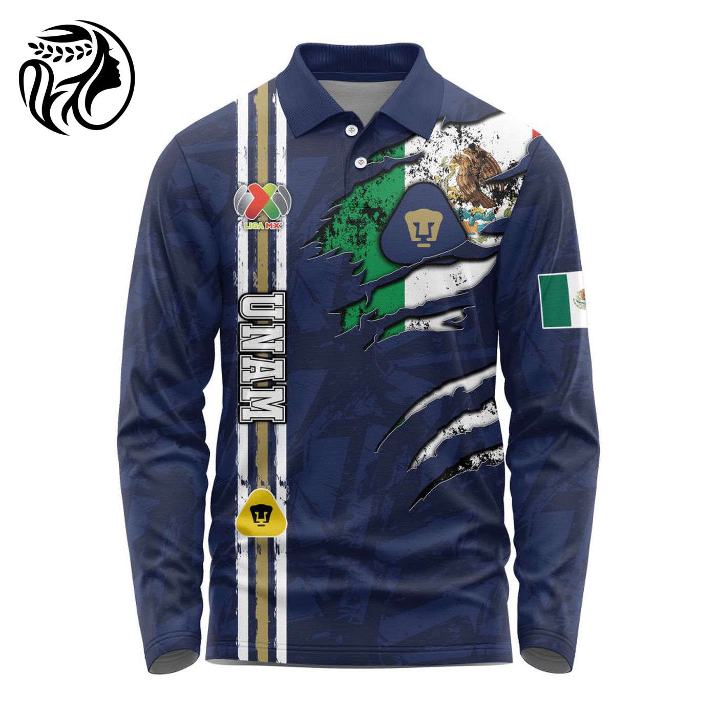 LIGA MX Pumas UNAM Special Long Sleeve Polo Design Kits ST2401 3d Printed Hoodie 3d Printed Hoodie