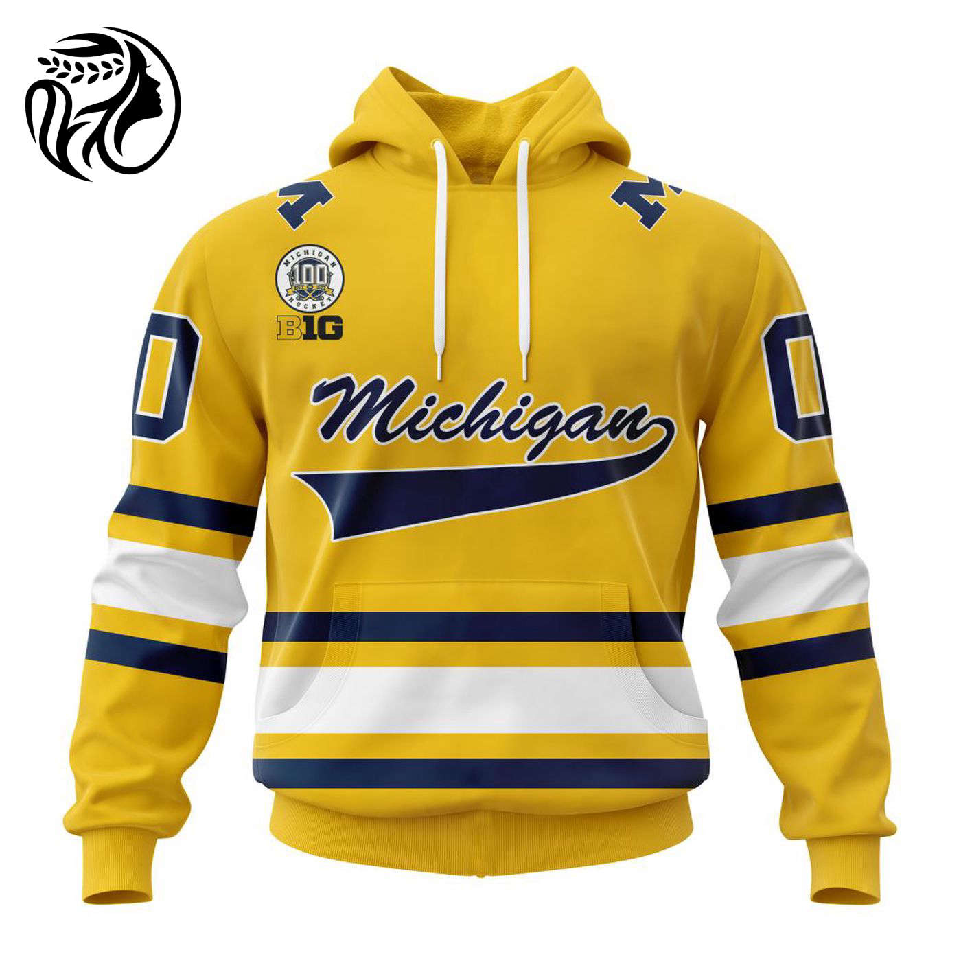 Michigan Wolverines 100th Anniversary Hockey Maize Kits 3d Printed Hoodie 3d Printed Hoodie