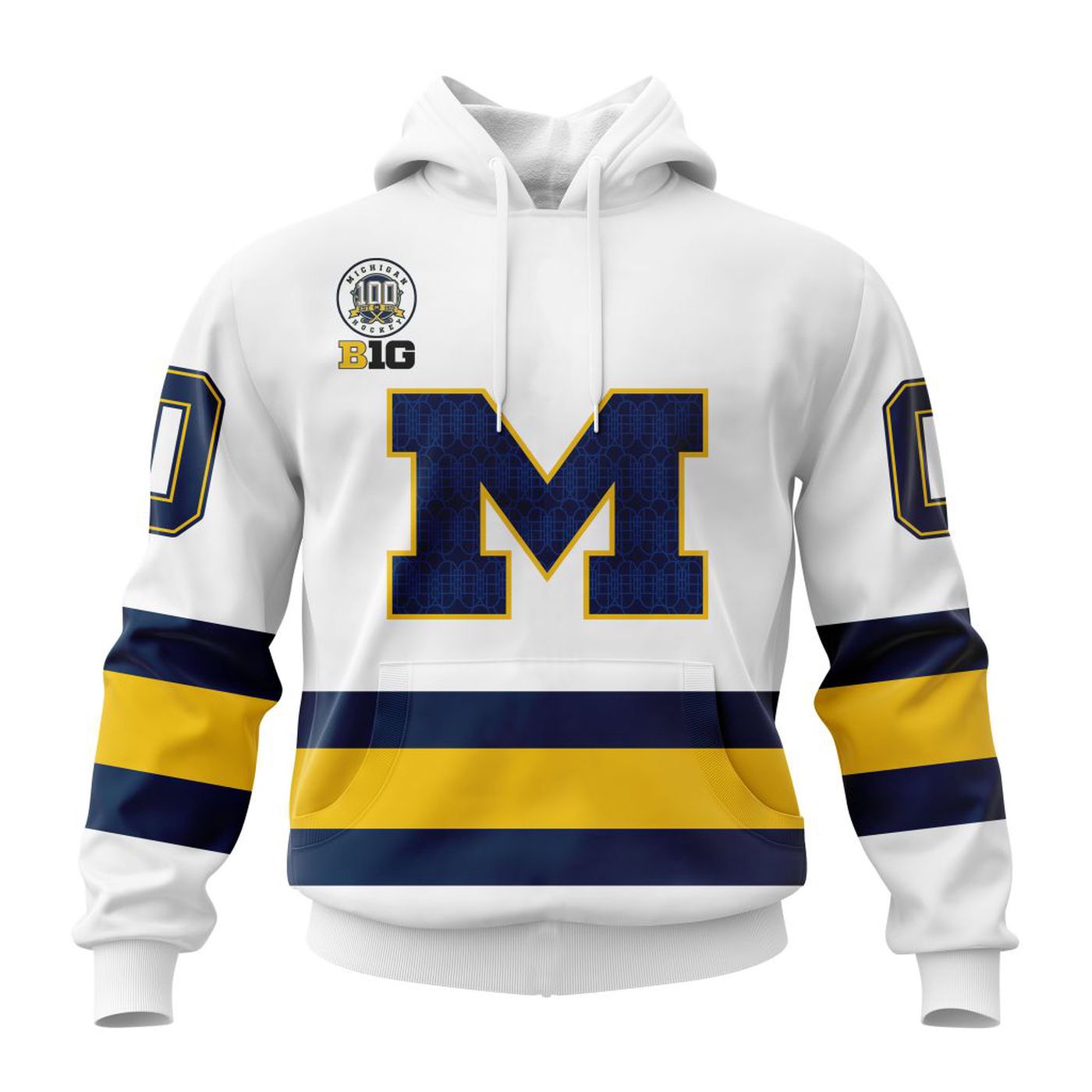 Michigan Wolverines 100th Anniversary Hockey White Kits 3d Printed Hoodie 3d Printed Hoodie