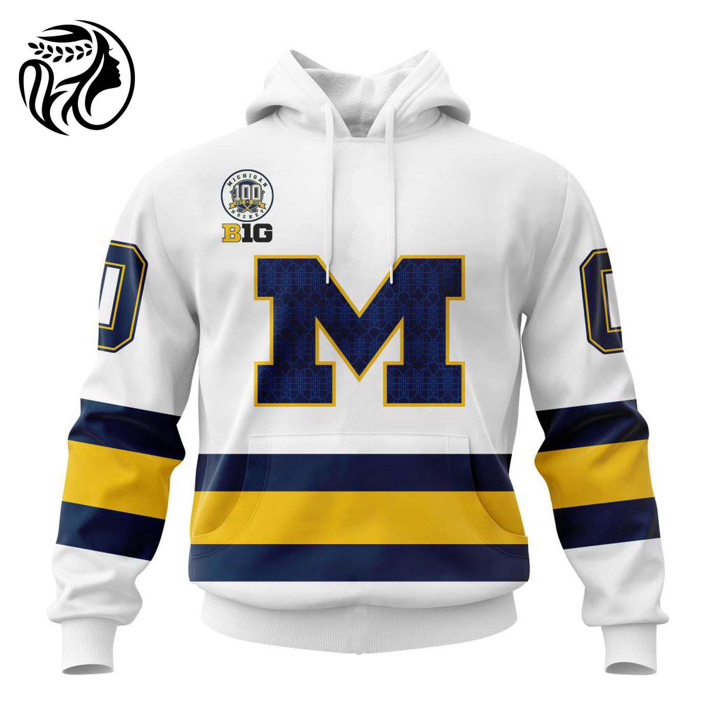 Michigan Wolverines 100th Anniversary Hockey White Kits 3d Printed Hoodie 3d Printed Hoodie