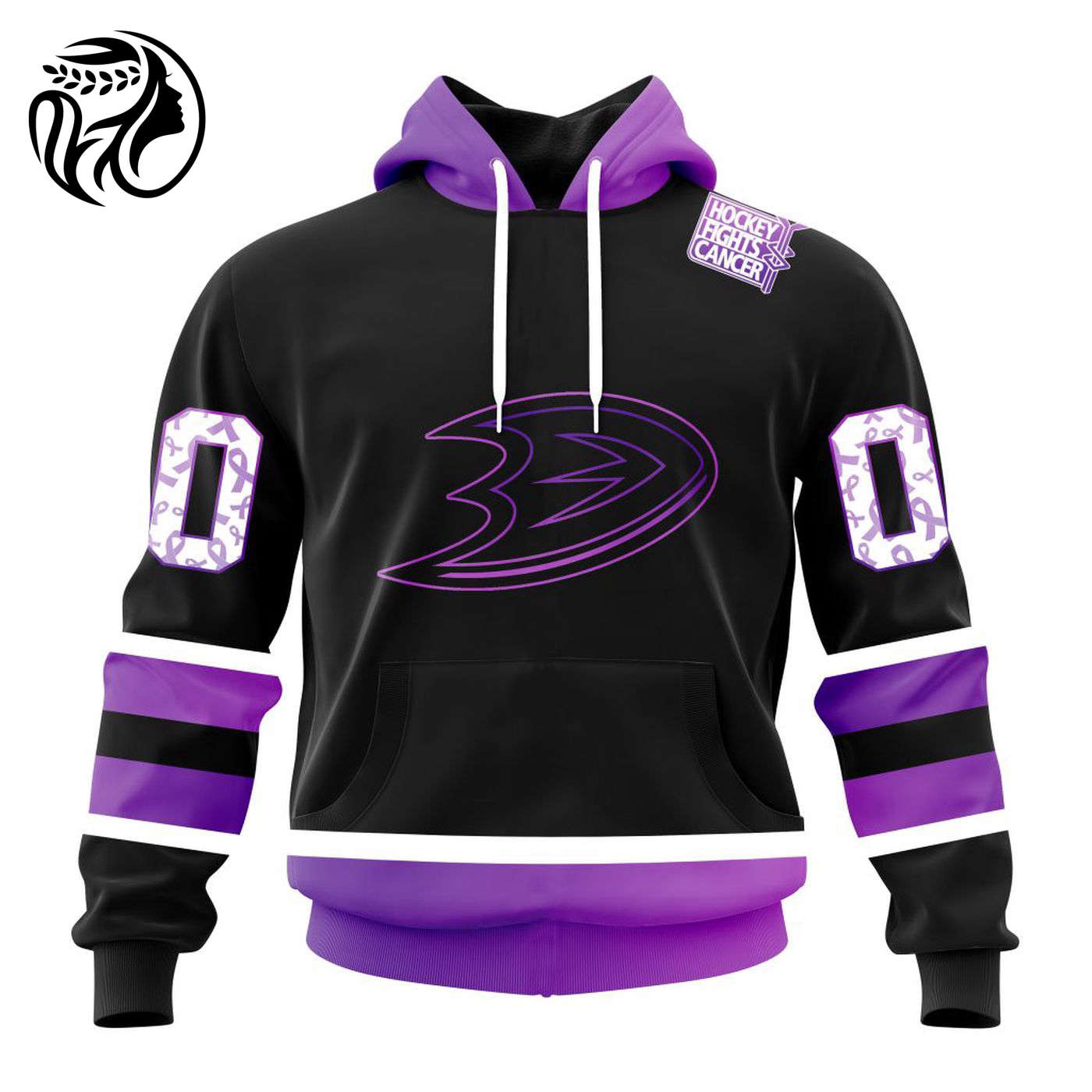 NHL Anaheim Ducks Special Black Hockey Fights Cancer Kits ST2301 3d Printed Hoodie 3d Printed Hoodie