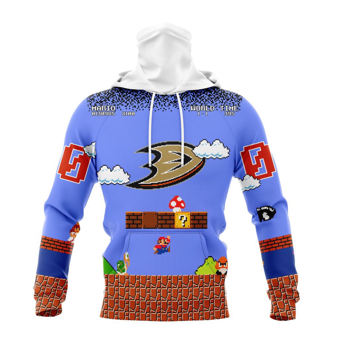 NHL Anaheim Ducks Special Kits With Super Mario Game Design 3d Printed Hoodie 3d Printed Hoodie