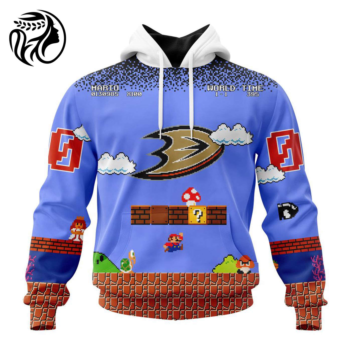 NHL Anaheim Ducks Special Kits With Super Mario Game Design 3d Printed Hoodie 3d Printed Hoodie