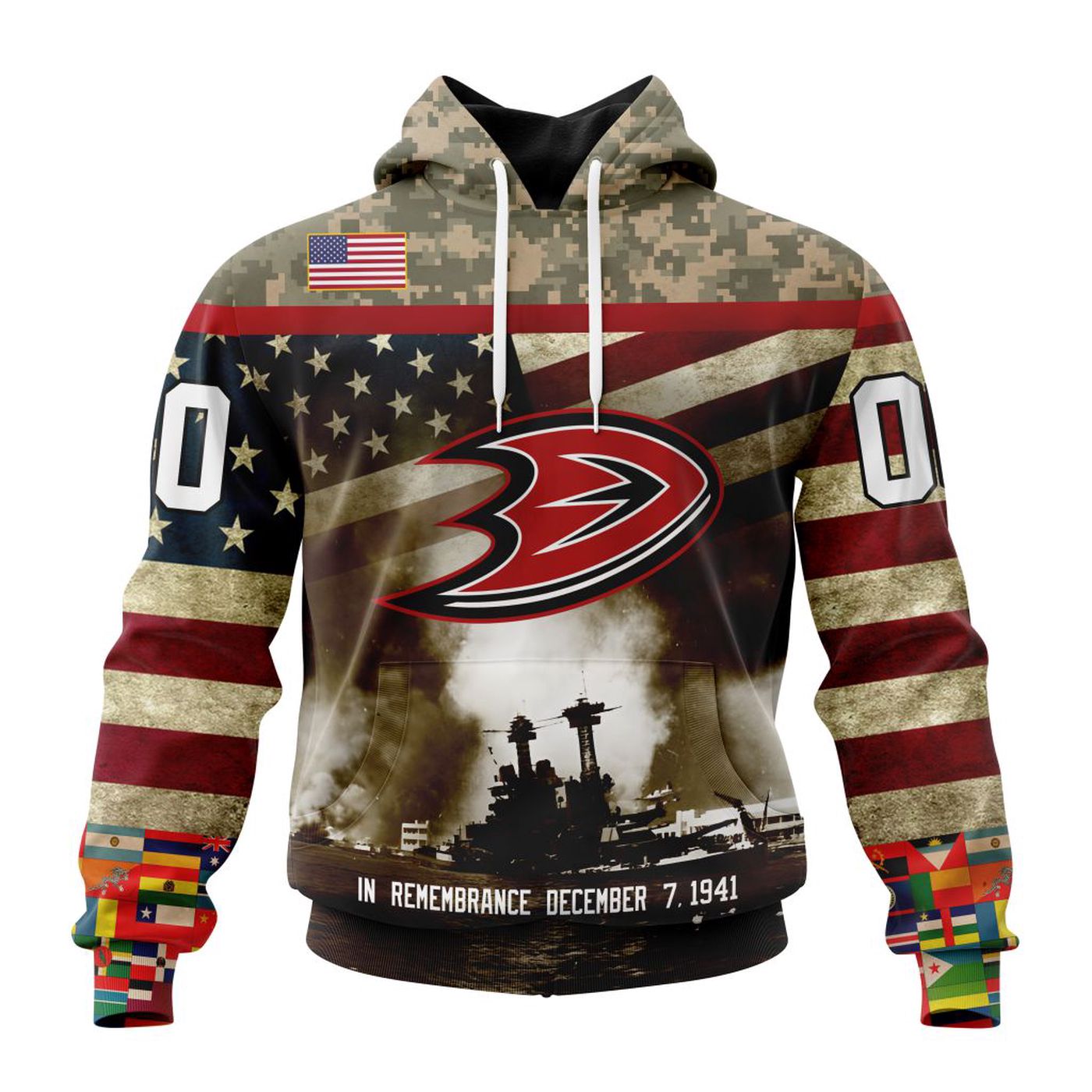 NHL Anaheim Ducks | Specialized Unisex Kits Remember Pearl Harbor 3d Printed Hoodie 3d Printed Hoodie