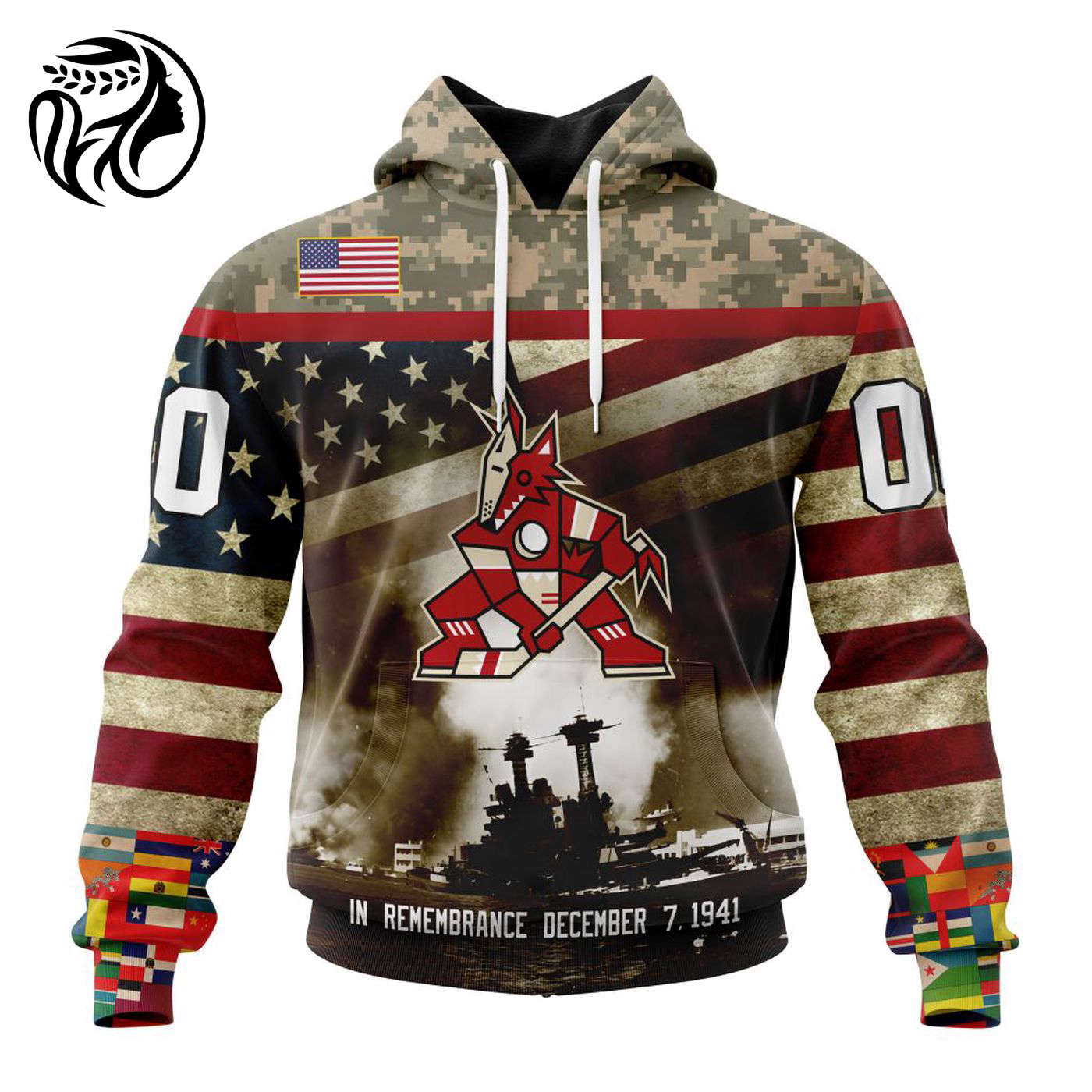 NHL Arizona Coyotes | Specialized Unisex Kits Remember Pearl Harbor 3d Printed Hoodie 3d Printed Hoodie