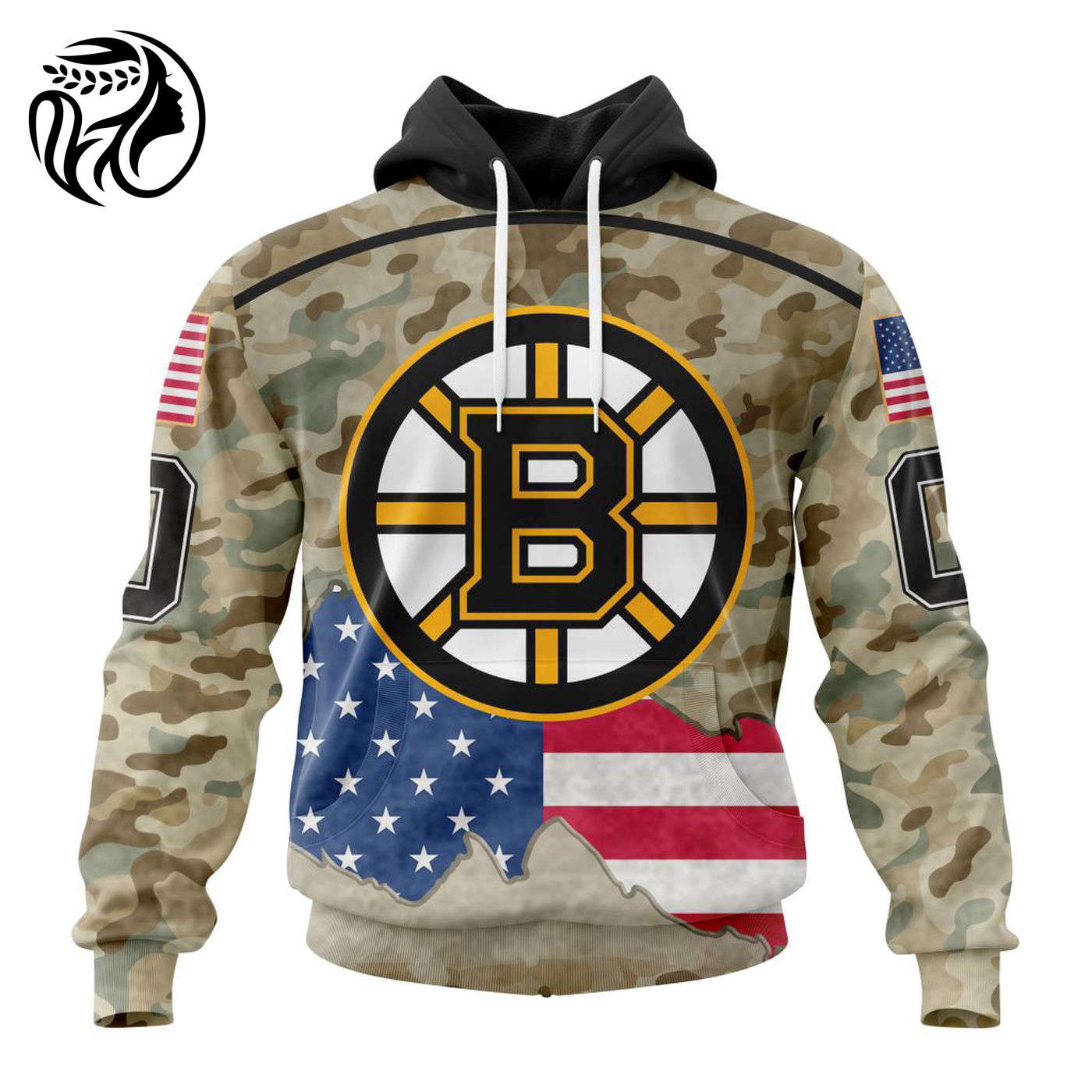 NHL Boston Bruins Specialized Kits For United State With Camo Color 3d Printed Hoodie 3d Printed Hoodie