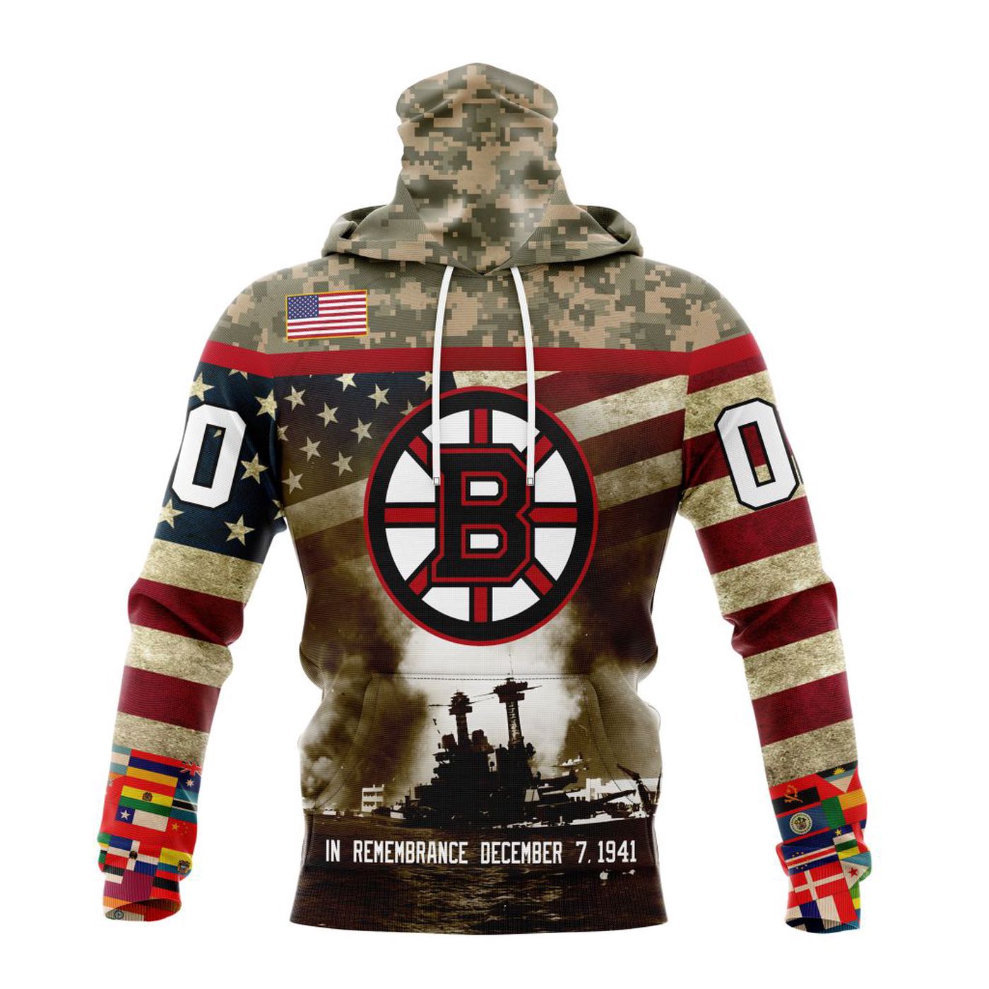 NHL Boston Bruins Specialized Unisex Kits Remember Pearl Harbor 3d Printed Hoodie 3d Printed Hoodie