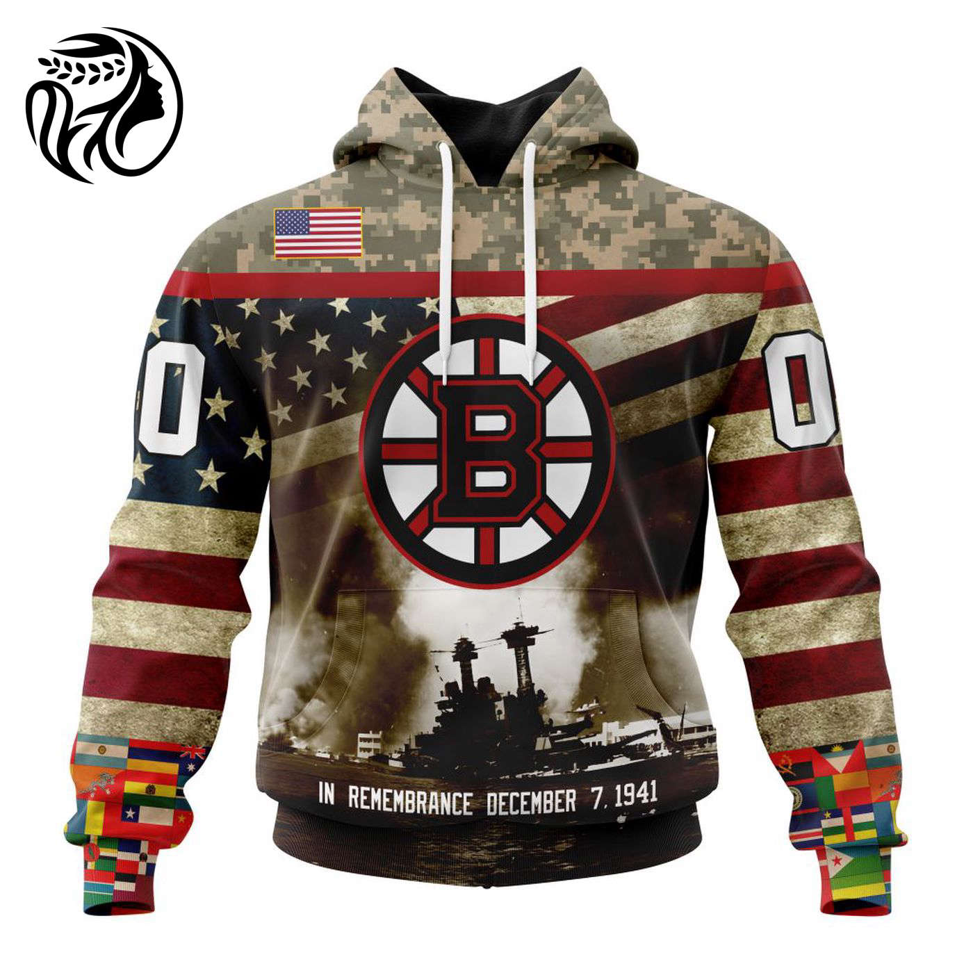 NHL Boston Bruins Specialized Unisex Kits Remember Pearl Harbor 3d Printed Hoodie 3d Printed Hoodie