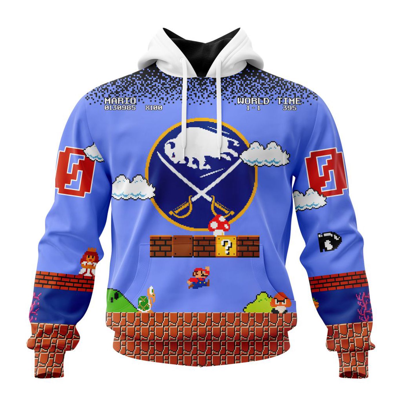 NHL Buffalo Sabres Special Kits With Super Mario Game Design 3d Printed Hoodie 3d Printed Hoodie