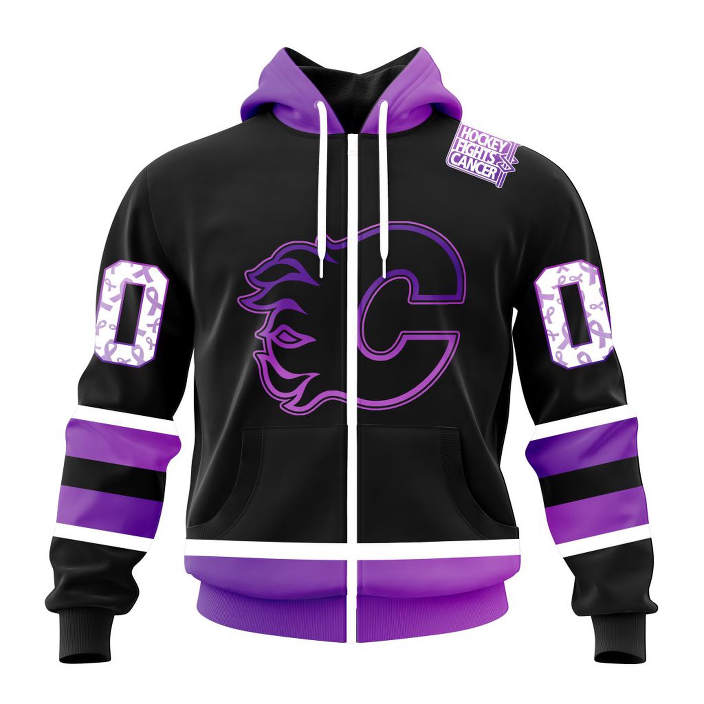 NHL Calgary Flames Special Black Hockey Fights Cancer Kits ST2301 3d Printed Hoodie 3d Printed Hoodie