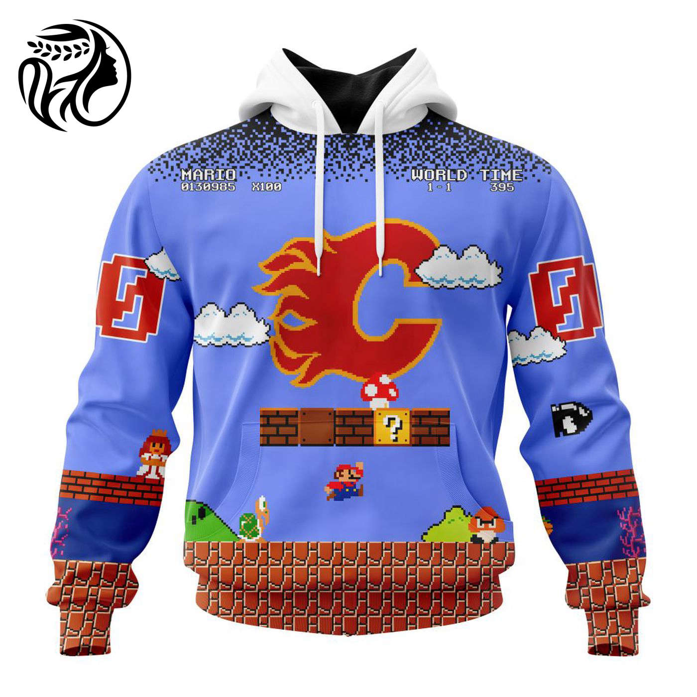 NHL Calgary Flames Special Kits With Super Mario Game Design 3d Printed Hoodie 3d Printed Hoodie