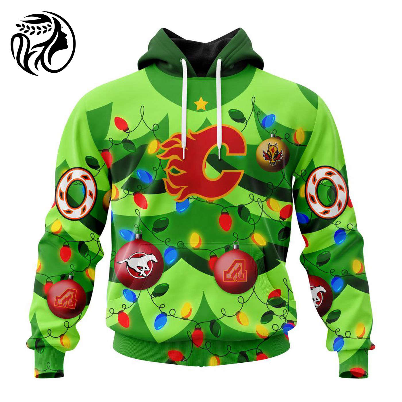 NHL Calgary Flames | Specialized Unisex Kits With Unisex Kits With Christmass Tree Color And City’s Sport Teams 3d Printed Hoodie 3d Printed Hoodie