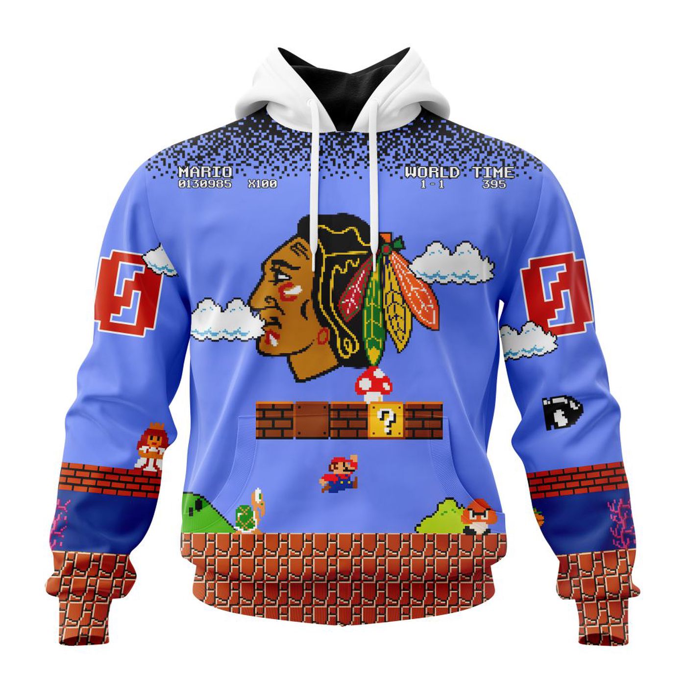 NHL Chicago Blackhawks Special Kits With Super Mario Game Design 3d Printed Hoodie 3d Printed Hoodie