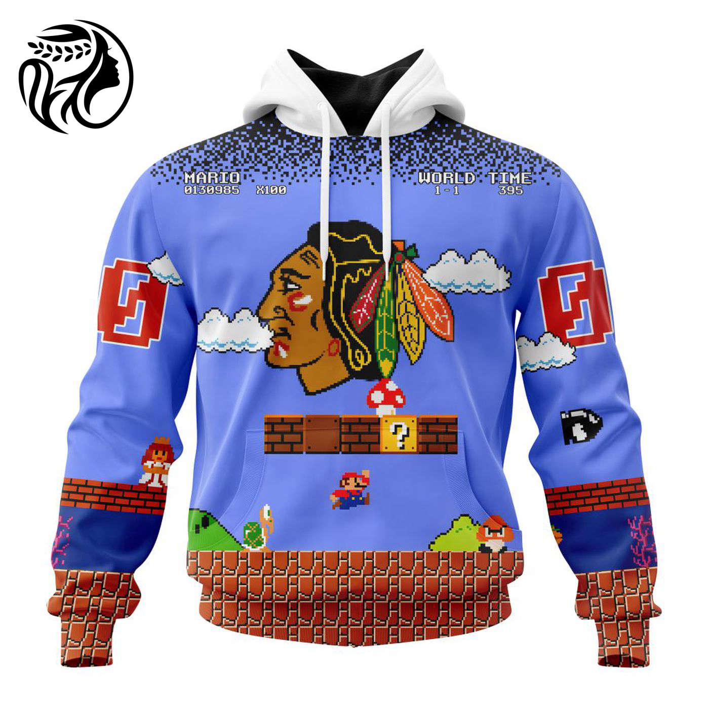 NHL Chicago Blackhawks Special Kits With Super Mario Game Design 3d Printed Hoodie 3d Printed Hoodie