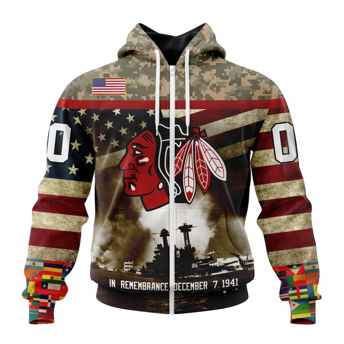 NHL Chicago BlackHawks | Specialized Unisex Kits Remember Pearl Harbor 3d Printed Hoodie 3d Printed Hoodie