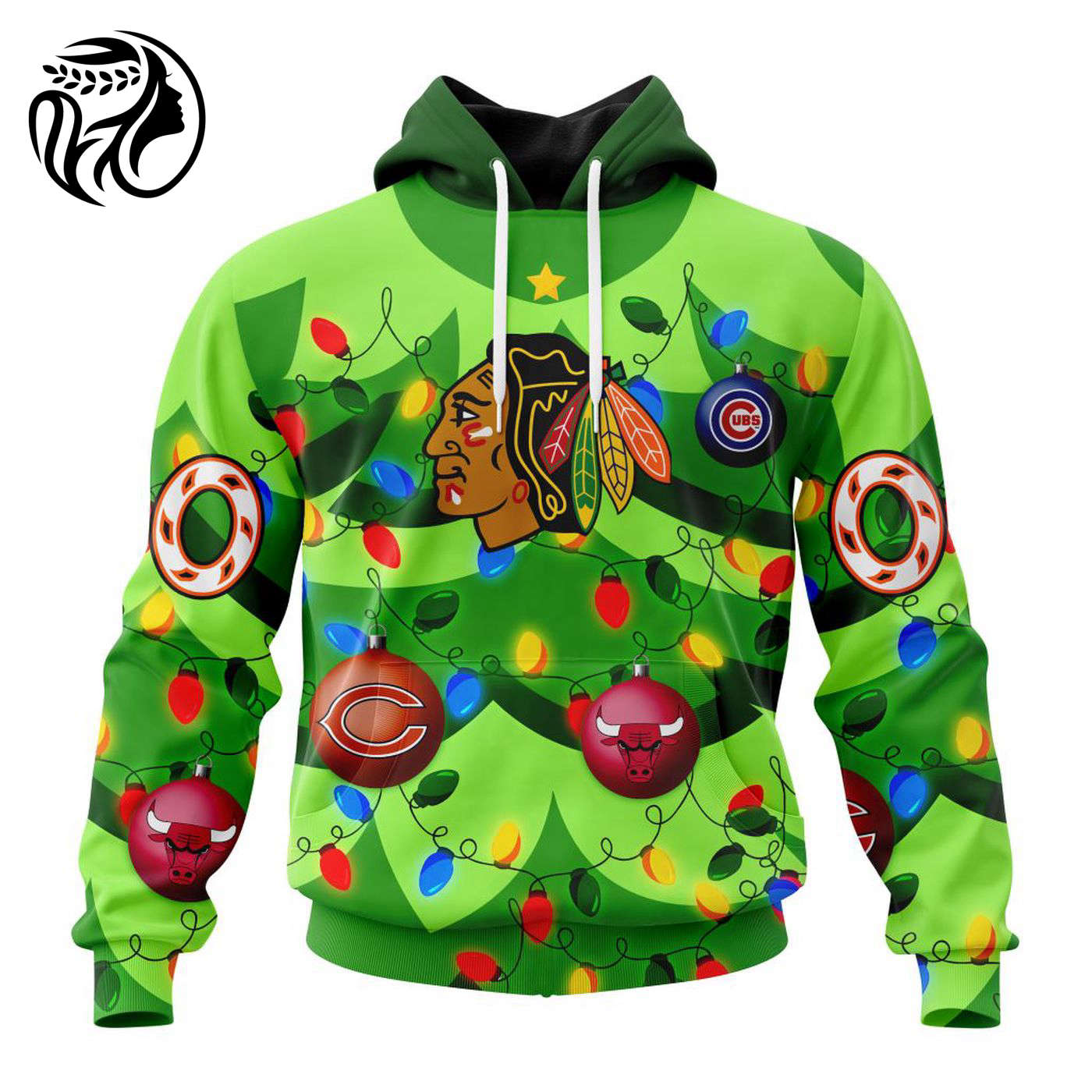 NHL Chicago BlackHawks | Specialized Unisex Kits With Unisex Kits With Christmass Tree Color And City’s Sport Teams 3d Printed Hoodie 3d Printed Hoodie