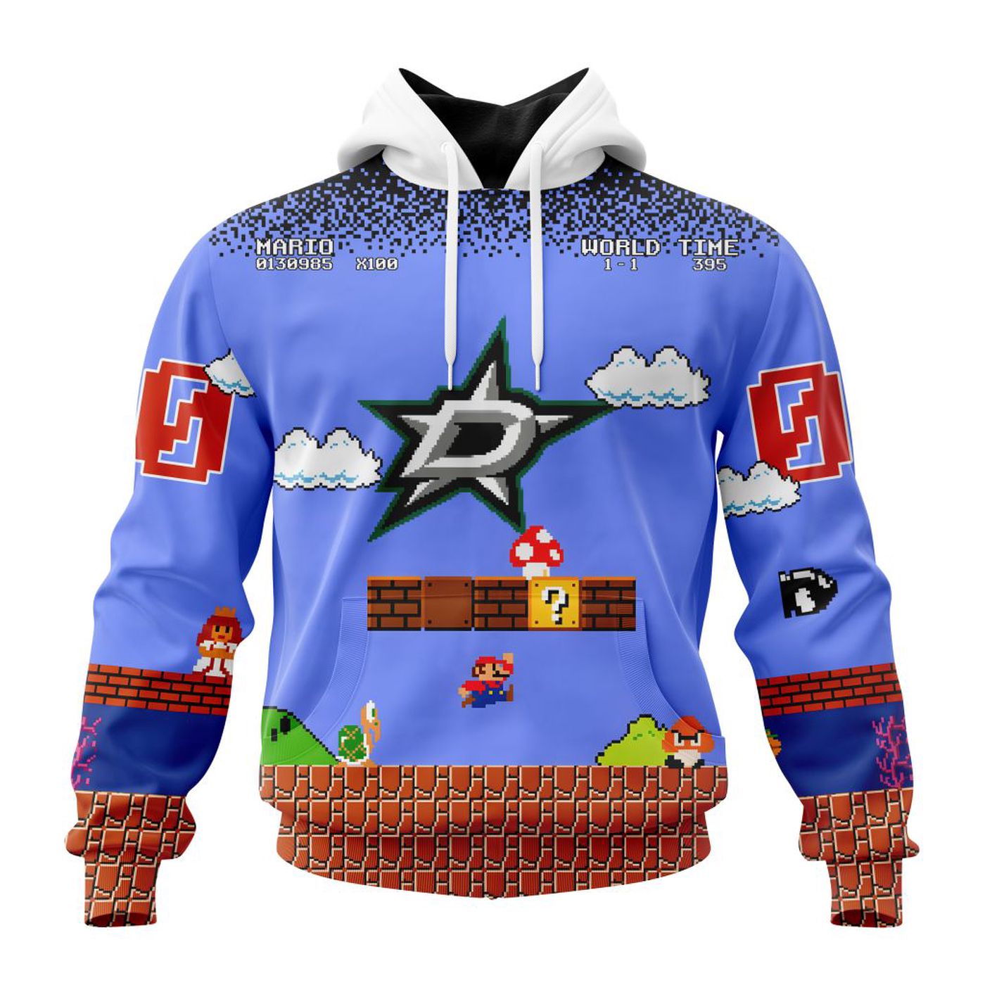 NHL Dallas Stars Special Kits With Super Mario Game Design 3d Printed Hoodie 3d Printed Hoodie
