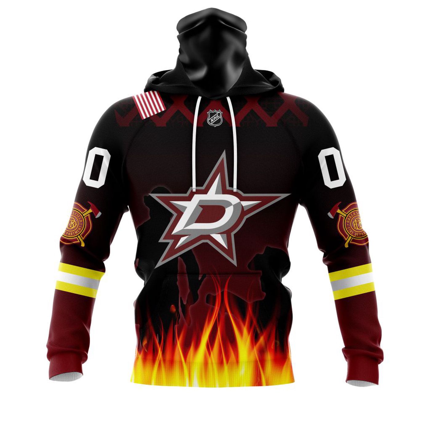 NHL Dallas Stars | Specialized Honorr Firefighter As Hero Of The Game With The Flames Pattern Kits V0522 3d Printed Hoodie 3d Printed Hoodie