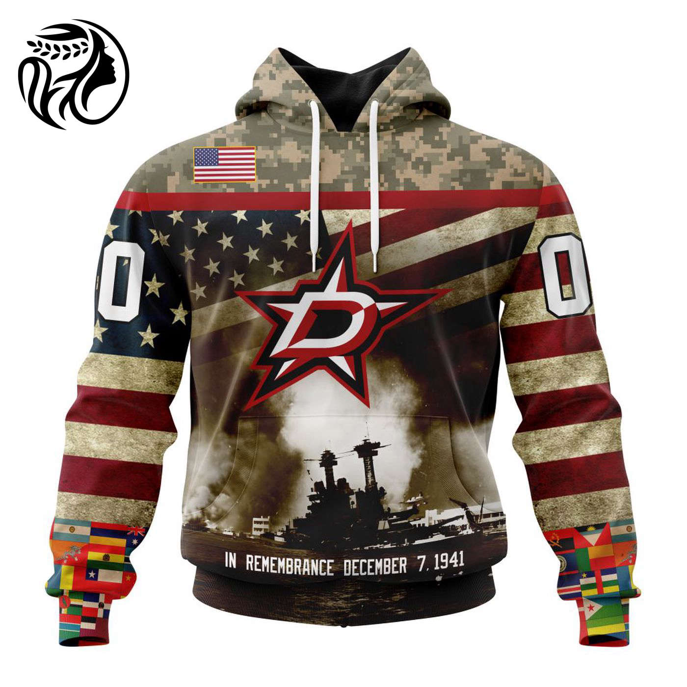 NHL Dallas Stars | Specialized Unisex Kits Remember Pearl Harbor 3d Printed Hoodie 3d Printed Hoodie