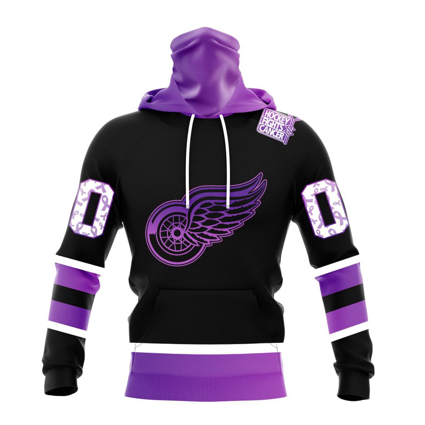 NHL Detroit Red Wings Special Black Hockey Fights Cancer Kits ST2301 3d Printed Hoodie 3d Printed Hoodie