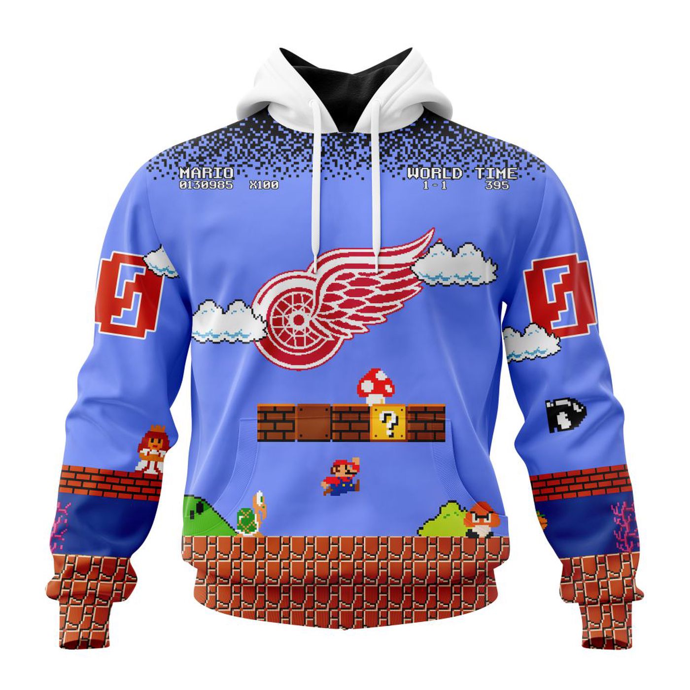NHL Detroit Red Wings Special Kits With Super Mario Game Design 3d Printed Hoodie 3d Printed Hoodie