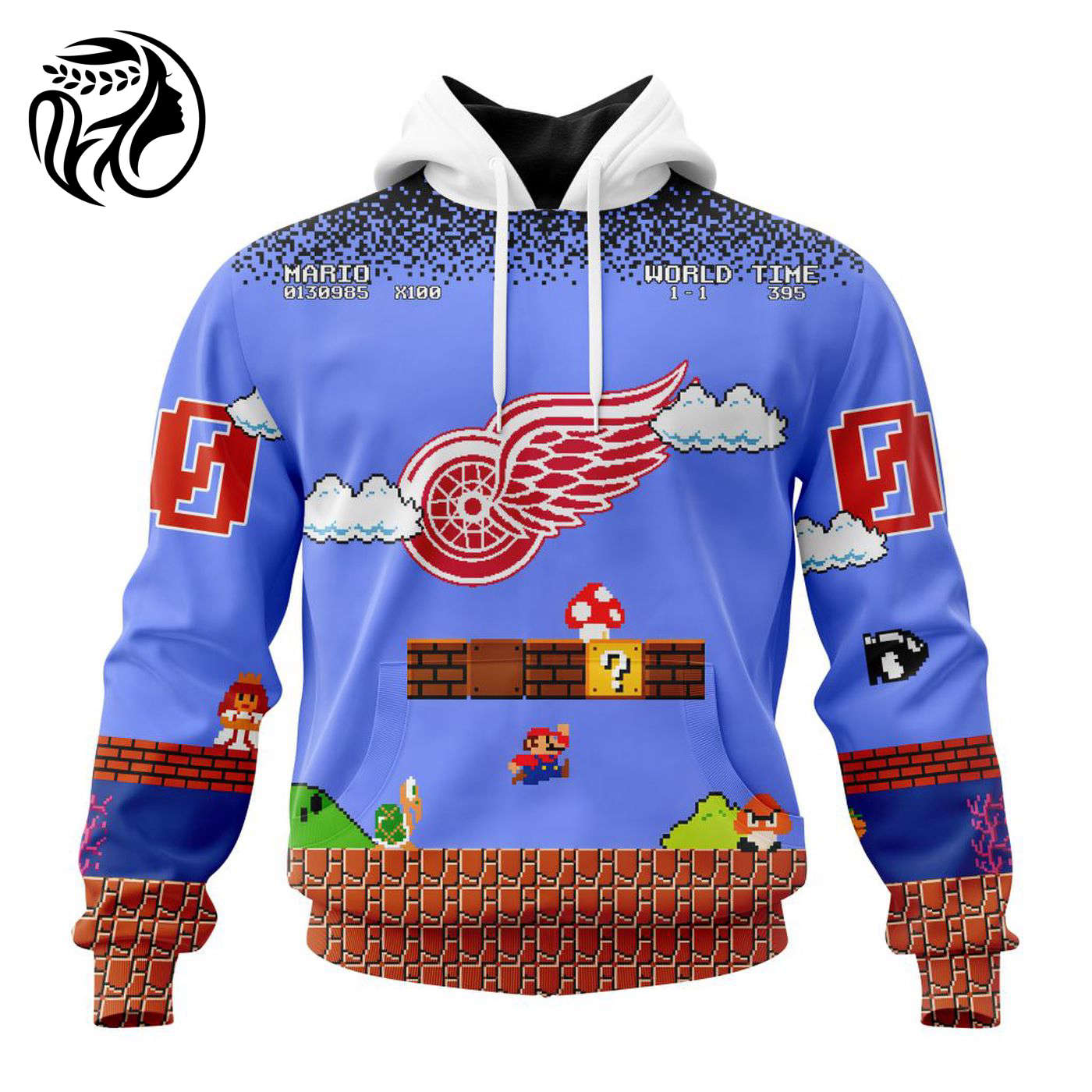 NHL Detroit Red Wings Special Kits With Super Mario Game Design 3d Printed Hoodie 3d Printed Hoodie