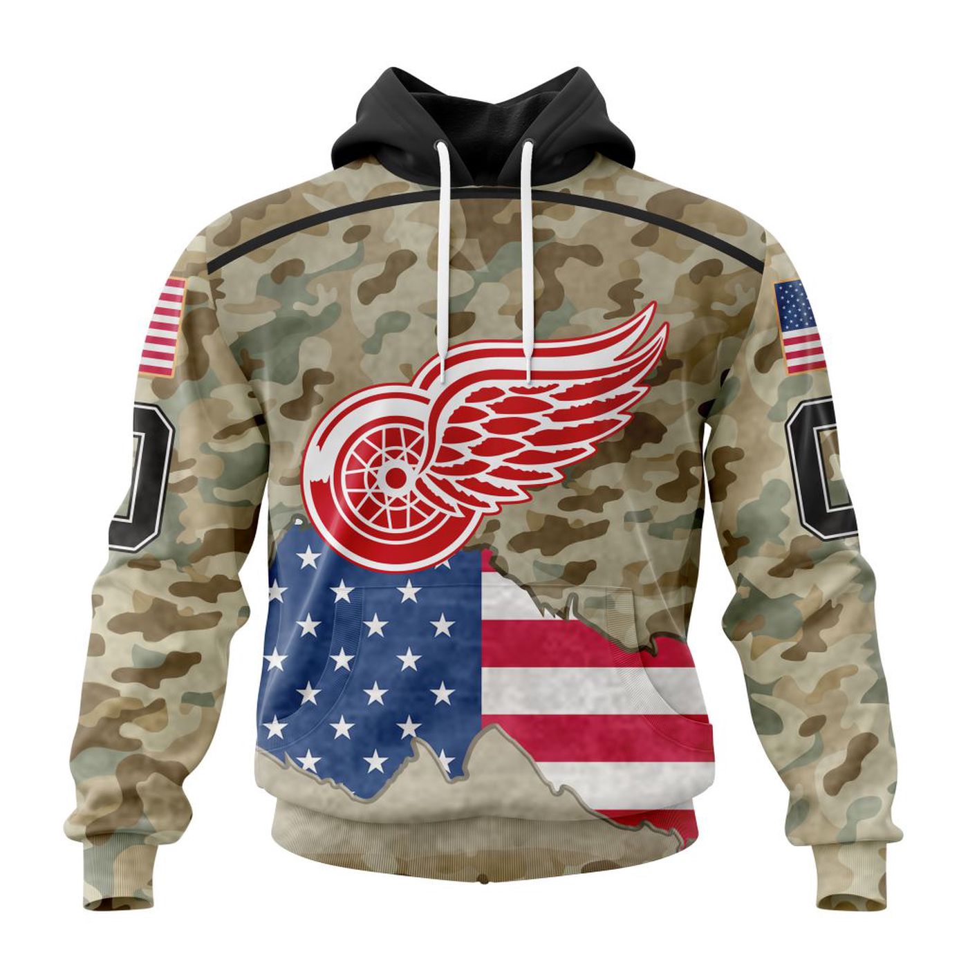 NHL Detroit Red Wings | Specialized Kits For United State With Camo Color 3d Printed Hoodie 3d Printed Hoodie