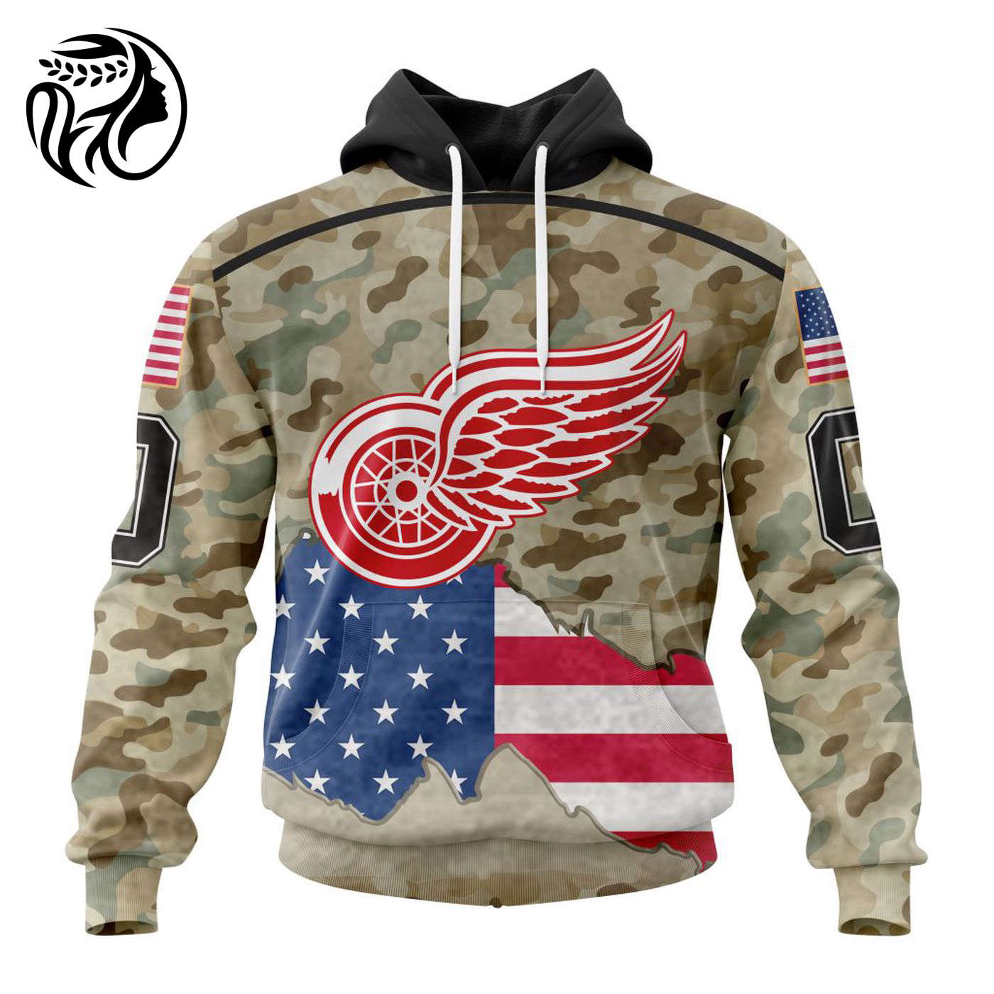 NHL Detroit Red Wings | Specialized Kits For United State With Camo Color 3d Printed Hoodie 3d Printed Hoodie