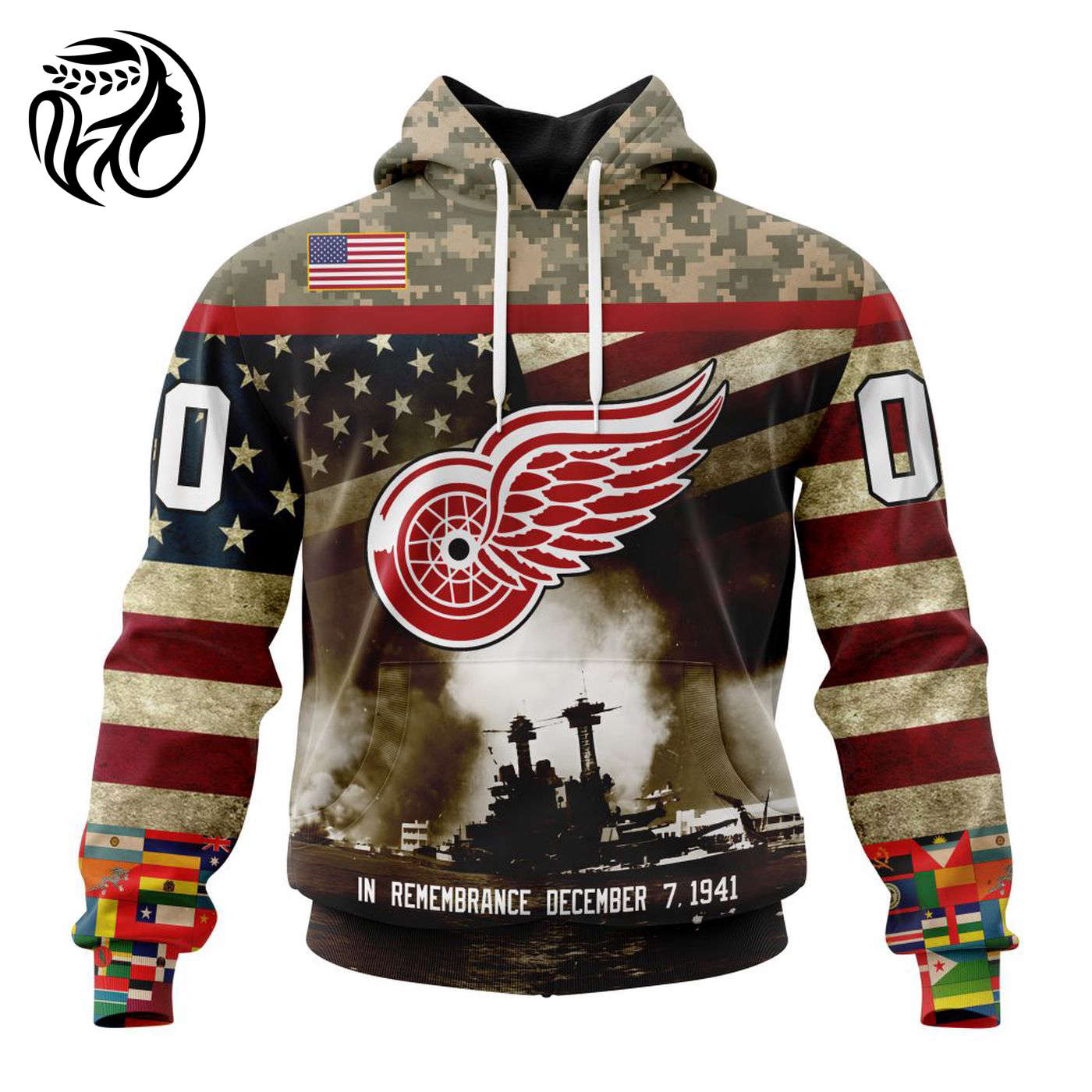 NHL Detroit Red Wings | Specialized Unisex Kits Remember Pearl Harbor 3d Printed Hoodie 3d Printed Hoodie