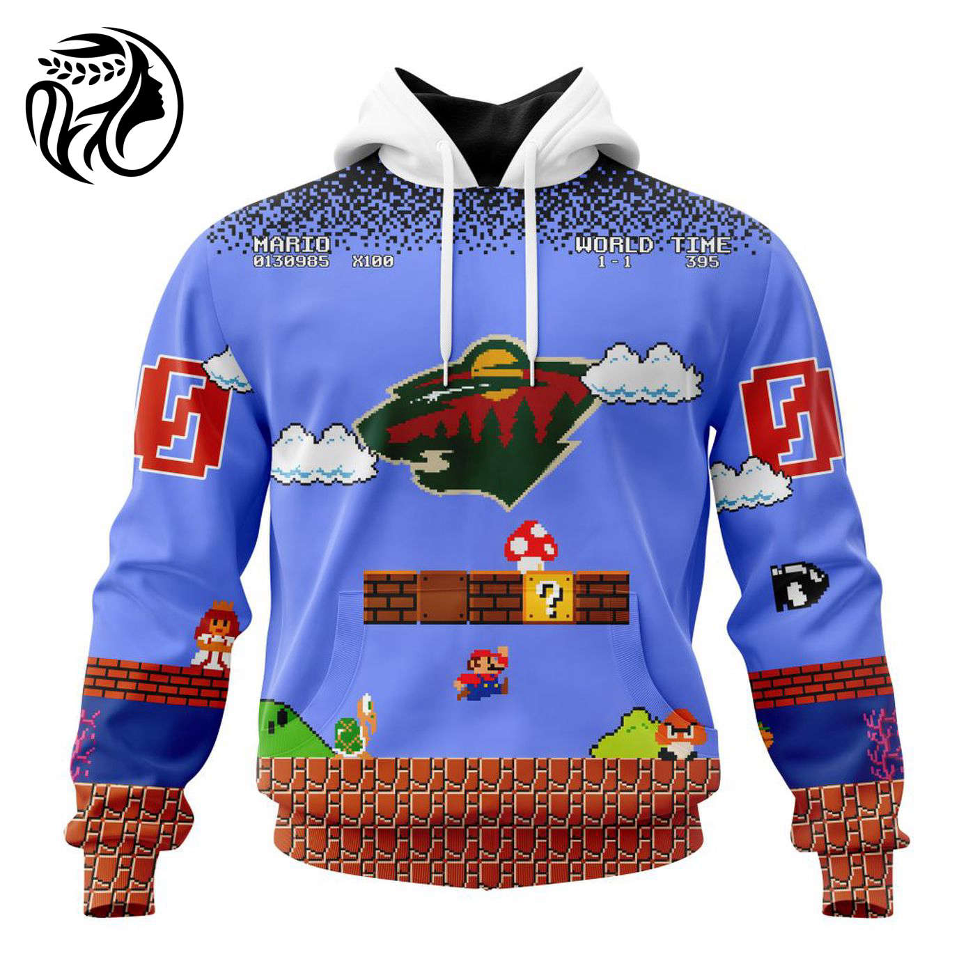 NHL Minnesota Wild Special Kits With Super Mario Game Design 3d Printed Hoodie 3d Printed Hoodie