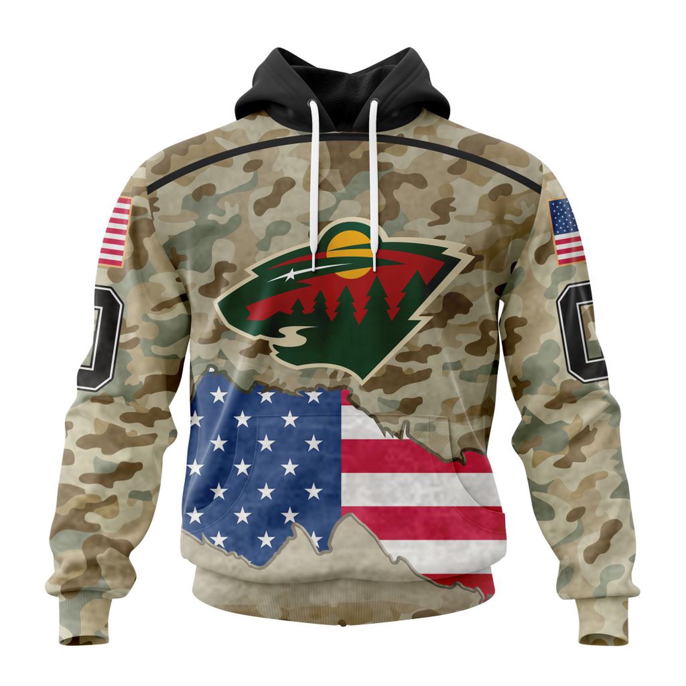 NHL Minnesota Wild | Specialized Kits For United State With Camo Color 3d Printed Hoodie 3d Printed Hoodie