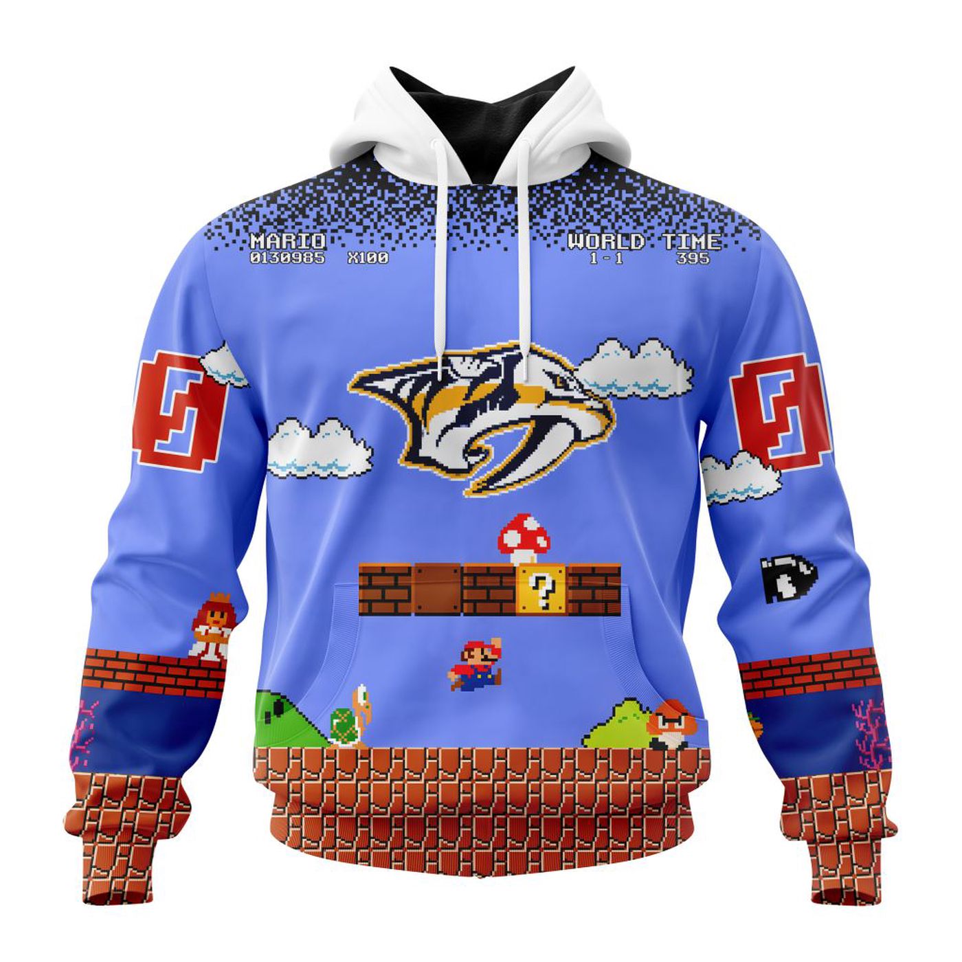 NHL Nashville Predators Special Kits With Super Mario Game Design 3d Printed Hoodie 3d Printed Hoodie