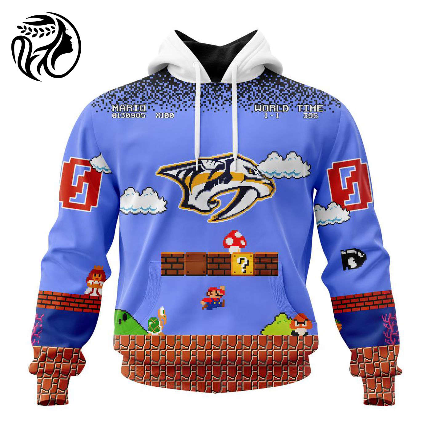 NHL Nashville Predators Special Kits With Super Mario Game Design 3d Printed Hoodie 3d Printed Hoodie